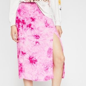 Dolls Kill Pink Tie Dye Midi Skirt